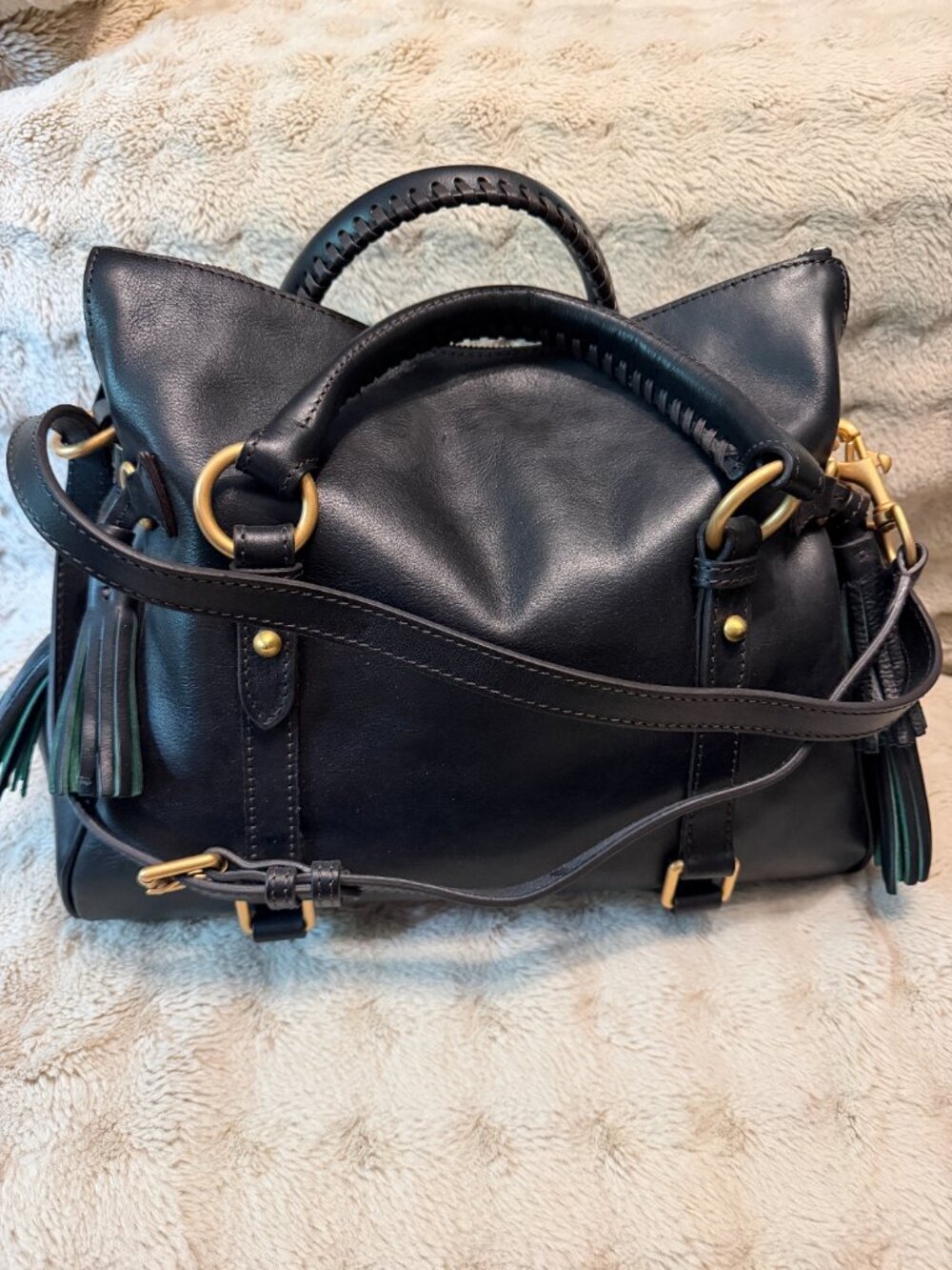 NWOT Dooney & Bourke Large Florentine Satchel Black with Chains - Picture 4 of 7